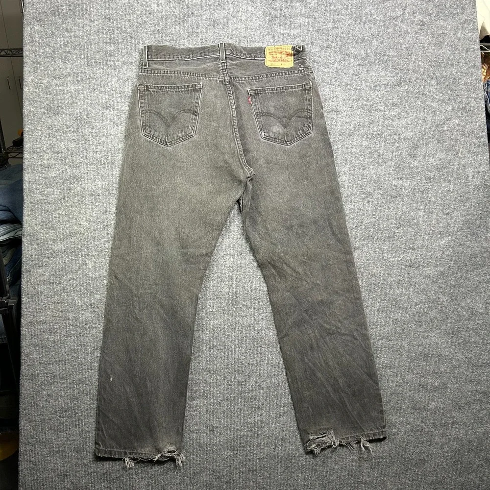 Levi's 505 Jeans Faded Black Denim Regular‎ Fit Straight Classic 34X29.5 - Flaws